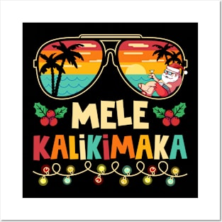 Mele Kalikimaka Santa Hawaiian Retro Posters and Art